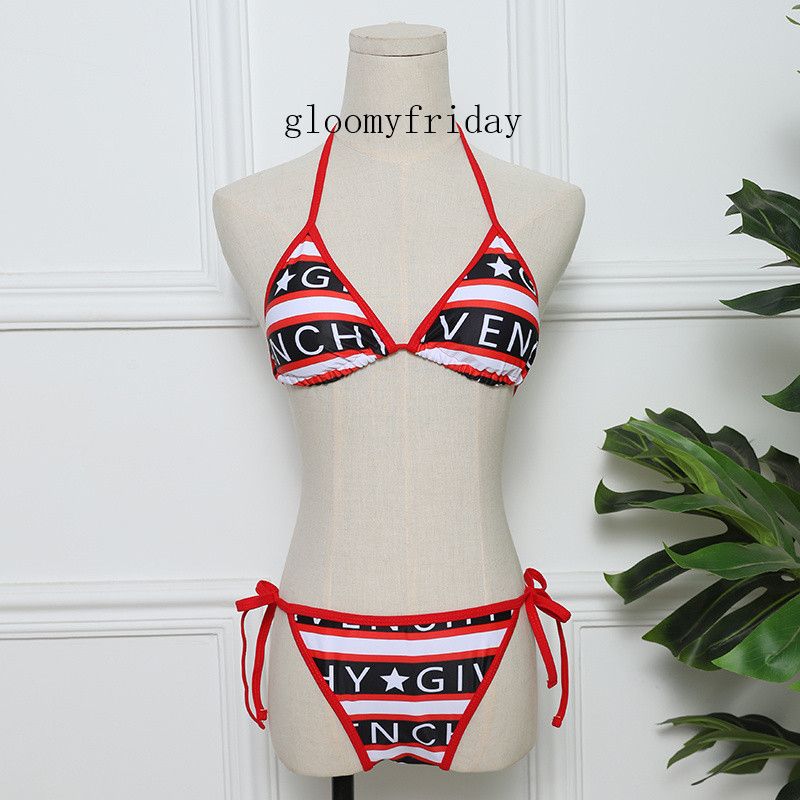 striped two piece bathing suit