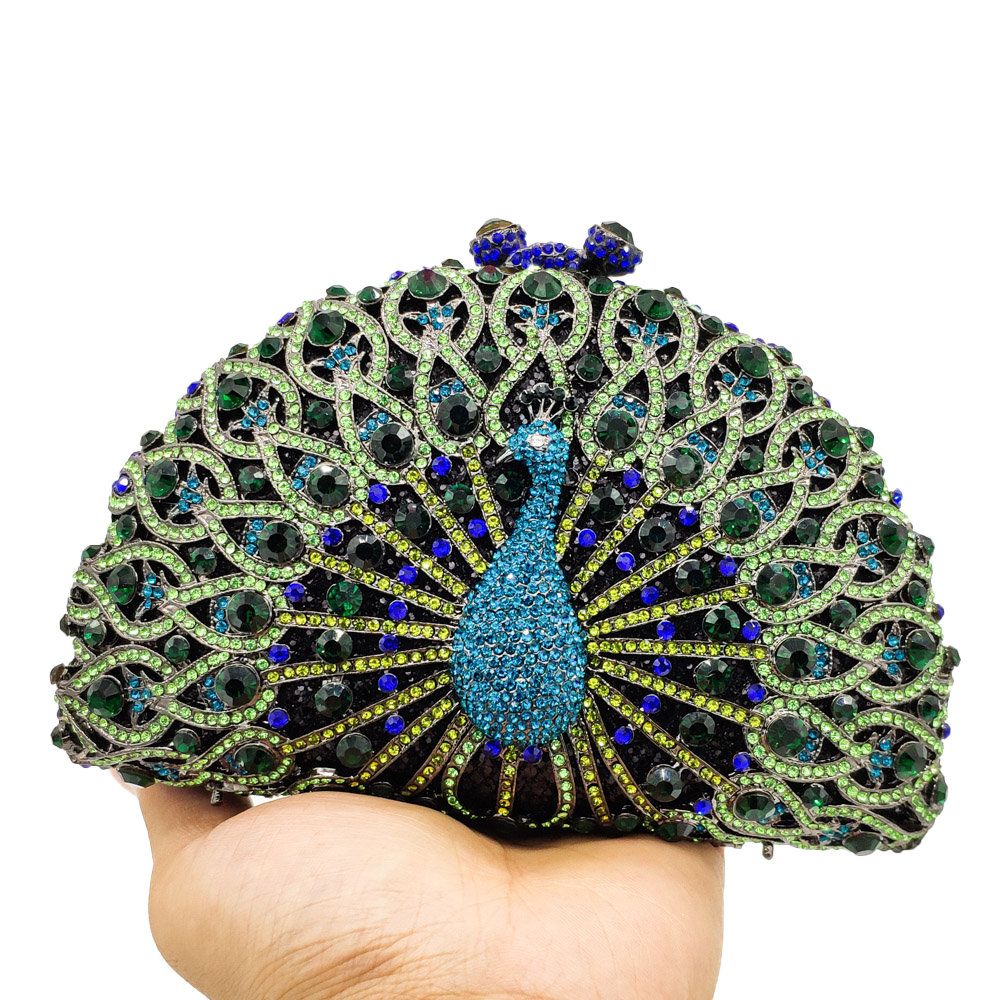 peacock clutch bag