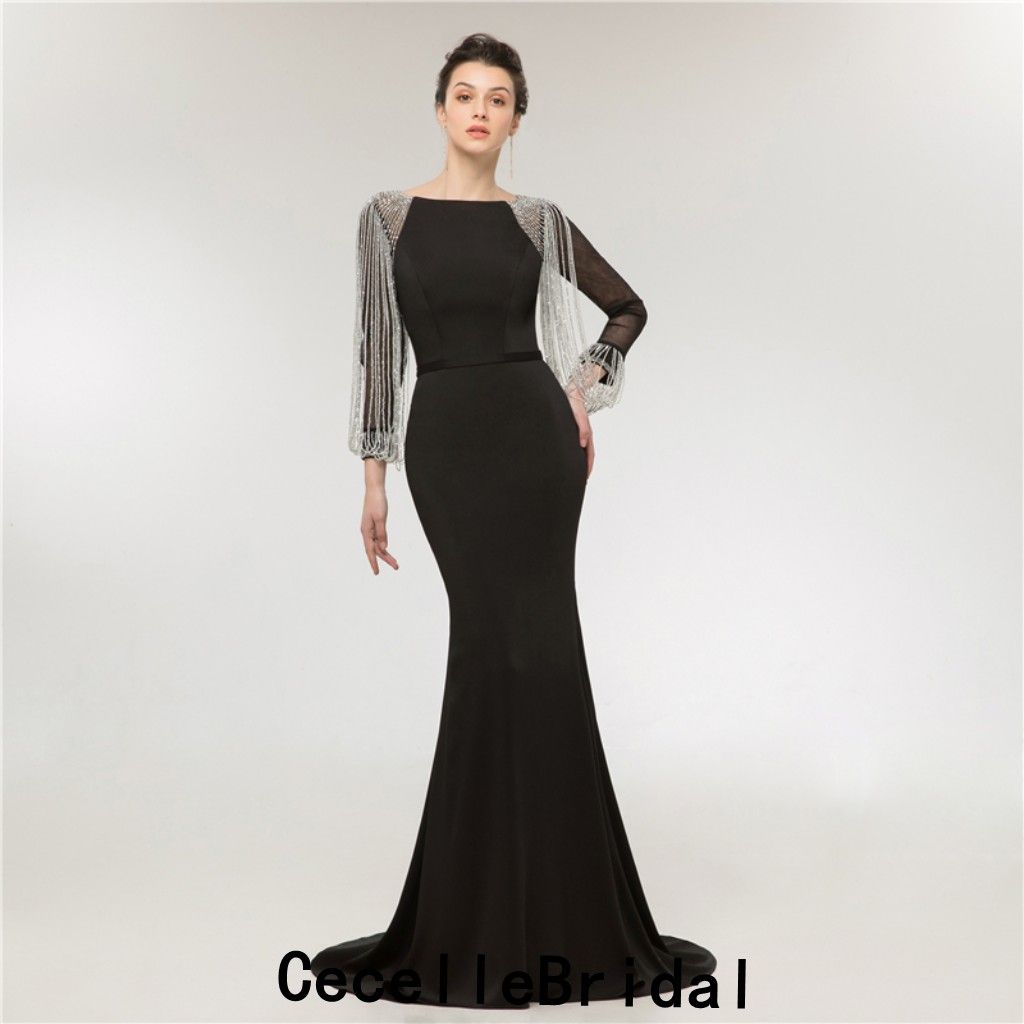long black crepe dress