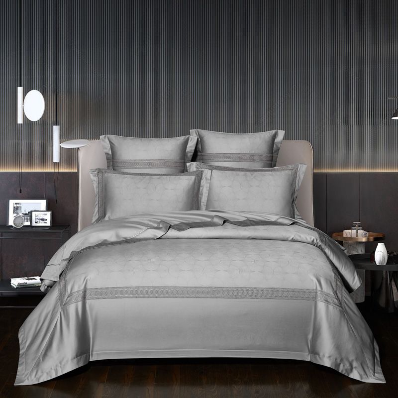 Solid Color Grey Silver Duvet Cover Bed Sheet Set Luxury Jacquard Egyptian Cotton Soft Bedding Set Queen King Size Bed Set From Qinqinmeling 364 17 Dhgate Com