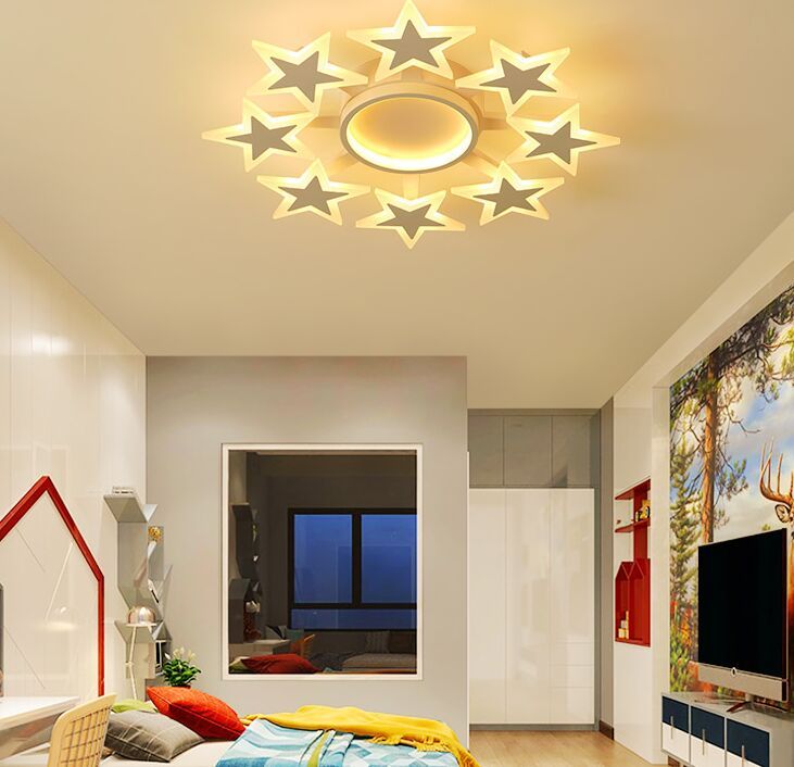 Star Moon Bedroom Chandelier Ceiling LED Lights Kids Living Room Xmas Decor UK