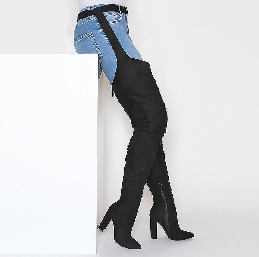 thigh high boots with waist belt