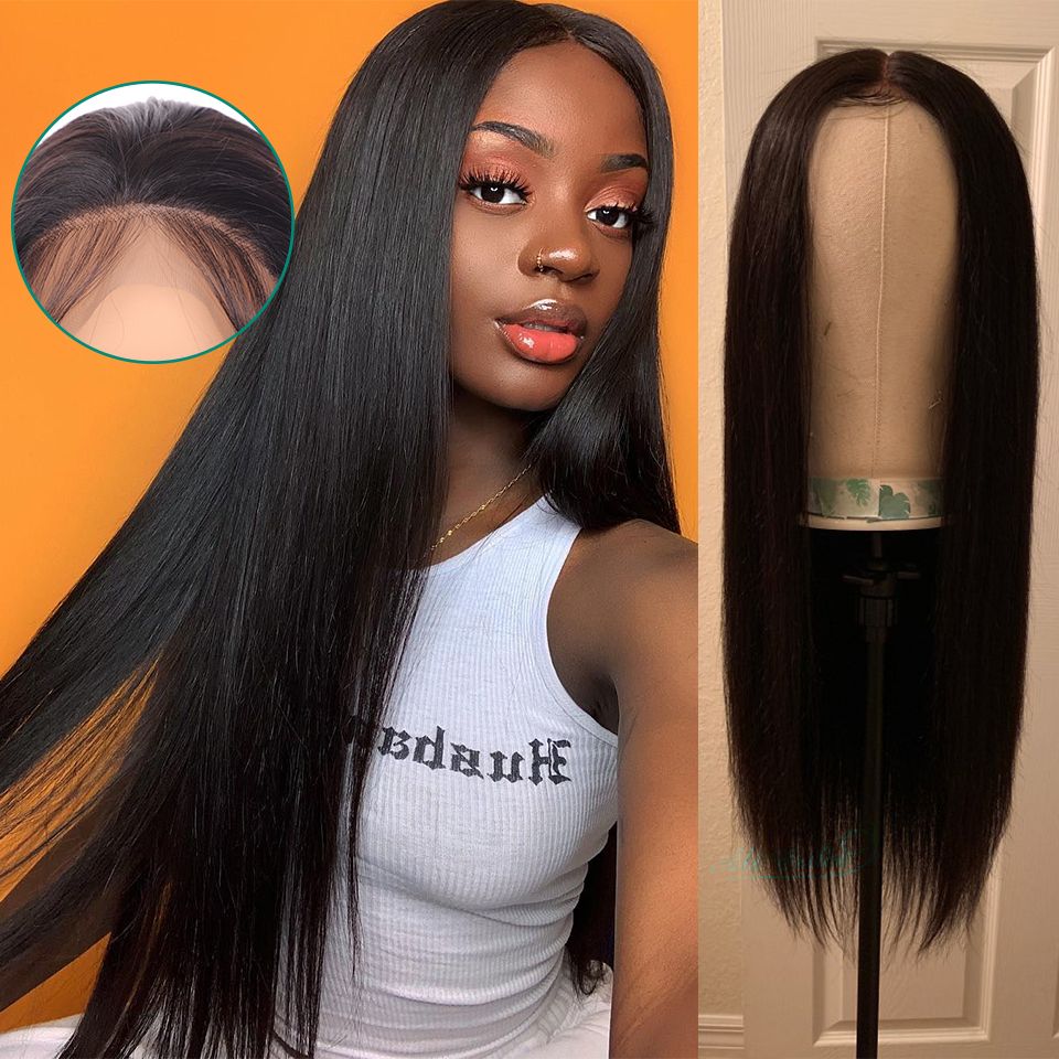 Deep Part 13x6 Straight Lace Front Wigs Pre Plucked Brazilian Remy