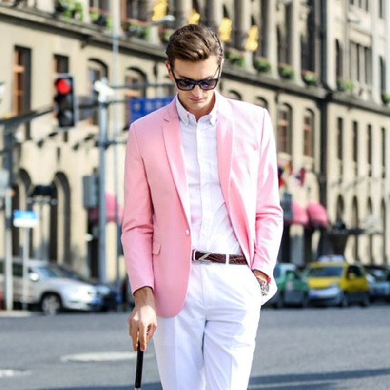 Pink Jacket With White Pants 