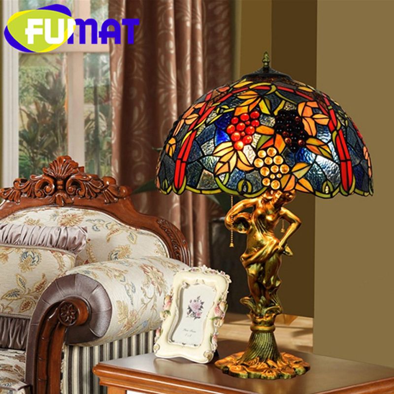 2019 Fumat Tiffany European Barock Style Table Lamps Stained Glass