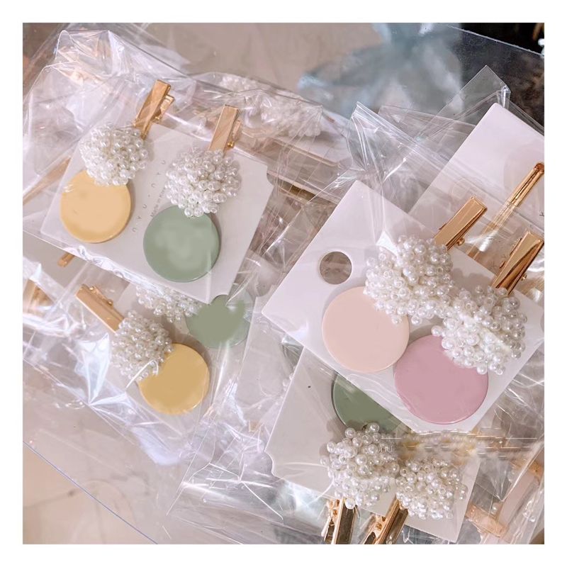 2019 379 Korean Pearl Letter Hairpin Edge Clip Duckbill Hair Clip