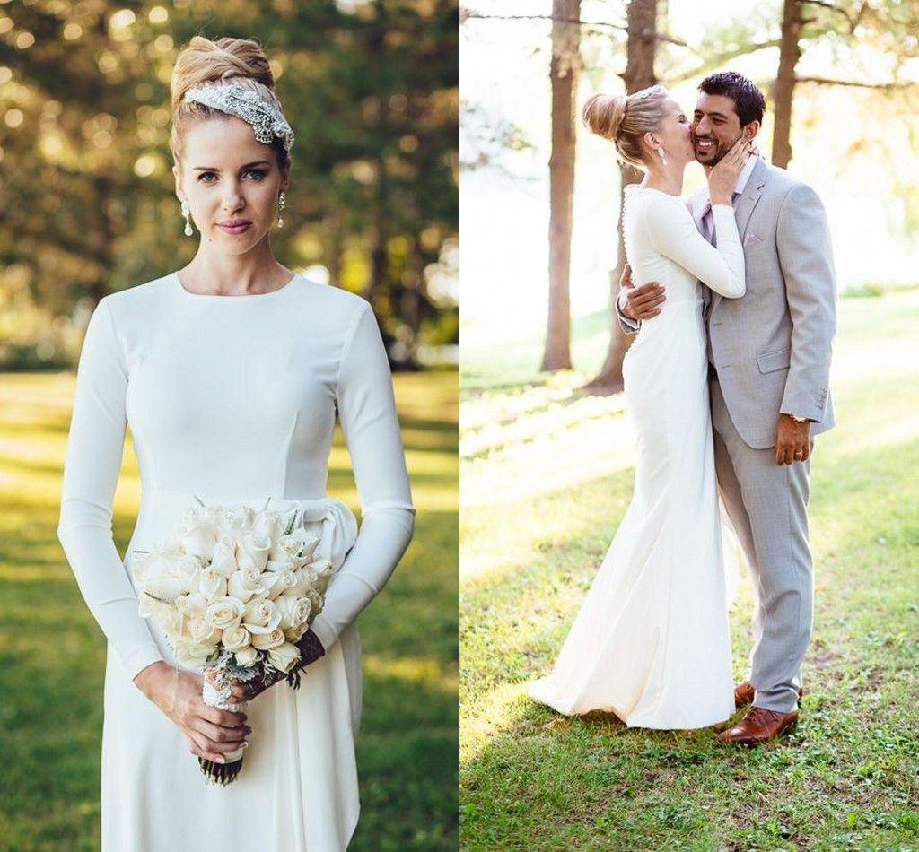 plain long sleeve wedding dress