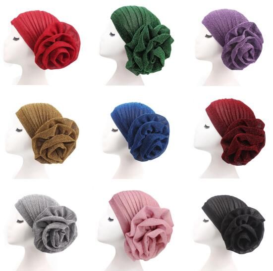 EUCoo Femmes Inde Musulmane R/étro Floral Coton Serviette Cap Brim Turban Baseball Hat Wrap