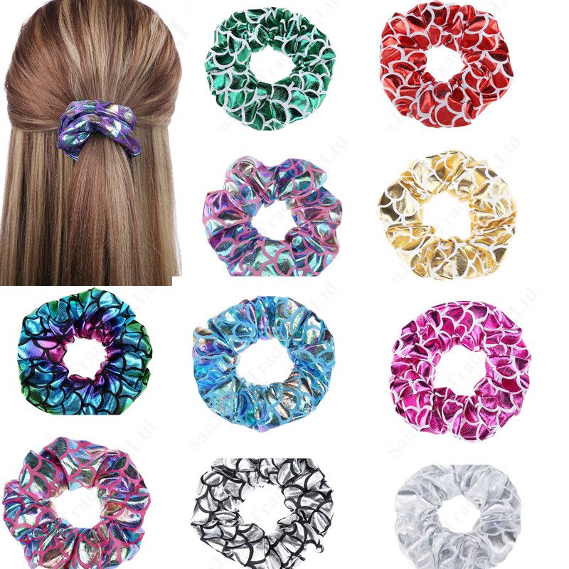 Shiny Mermaid Laser Hair Scrunchy Elastic Hair Tie Rope Bobble Band Women Lady Hairbands Scrunchies Ponytail Holder Hair Accesseriesc121801 Big Hair