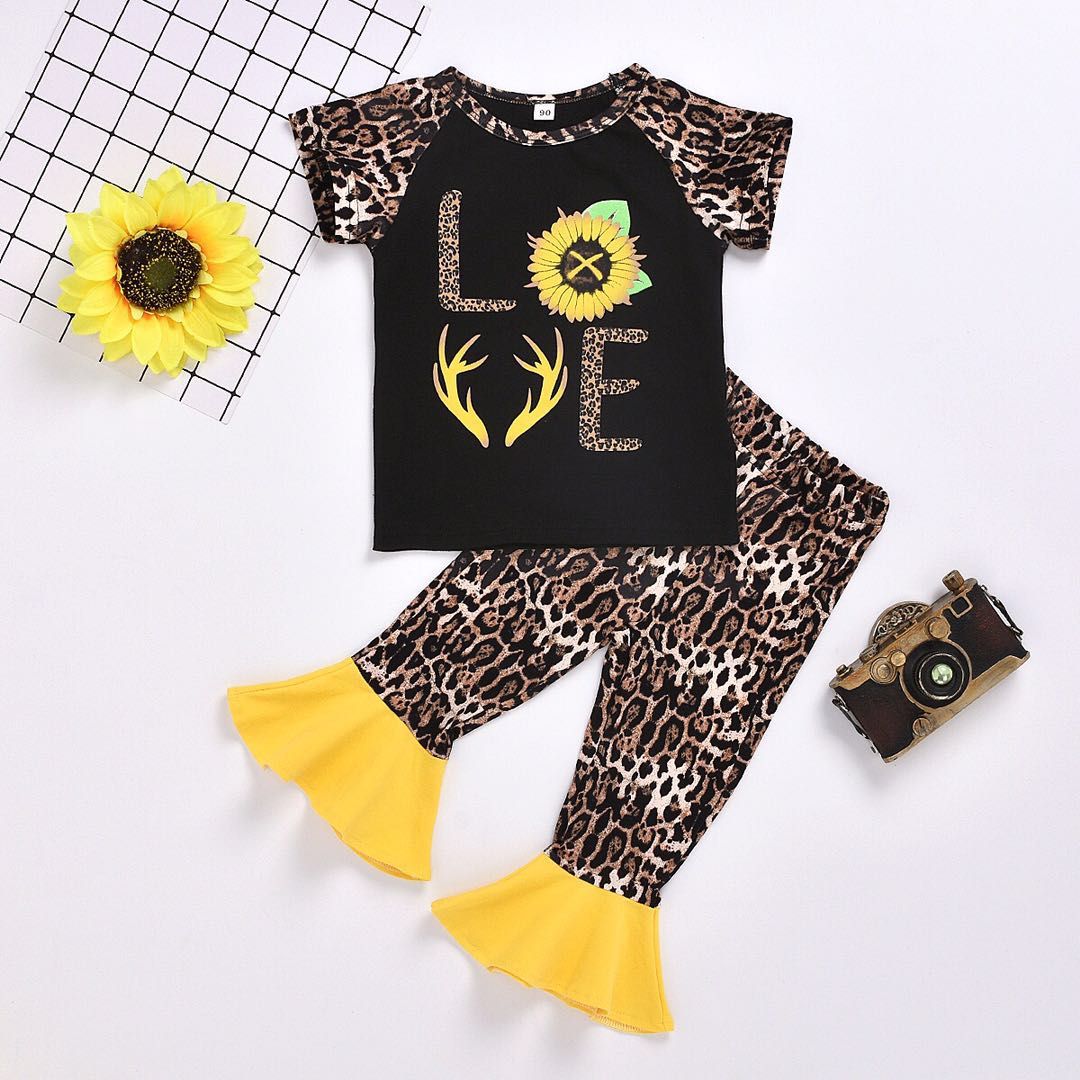 CA Newborn Kid Baby Girl Sun Flower Print Tops+Pants Summer Outfits Clothes 2PCS