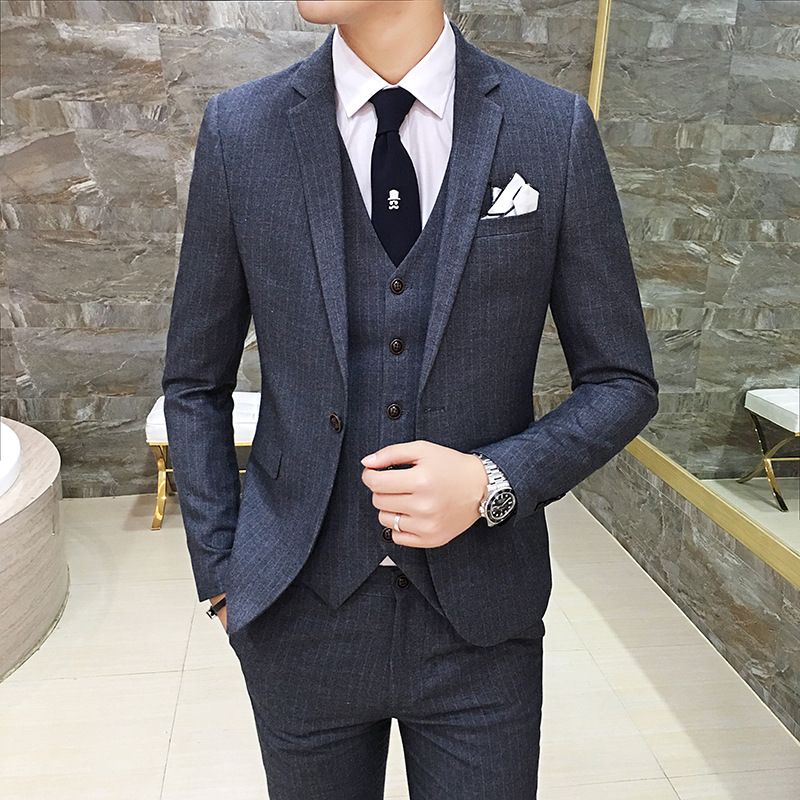 Compre Ternos De Casamento Para Business Casual Suits Noivo De Homens Slim Fit Homens Terno Formal Borgonha Navy Blue Black Grey Man Tres Pecas De Genguo 910 26 Pt Dhgate Com