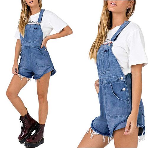 womens jean overall shorts