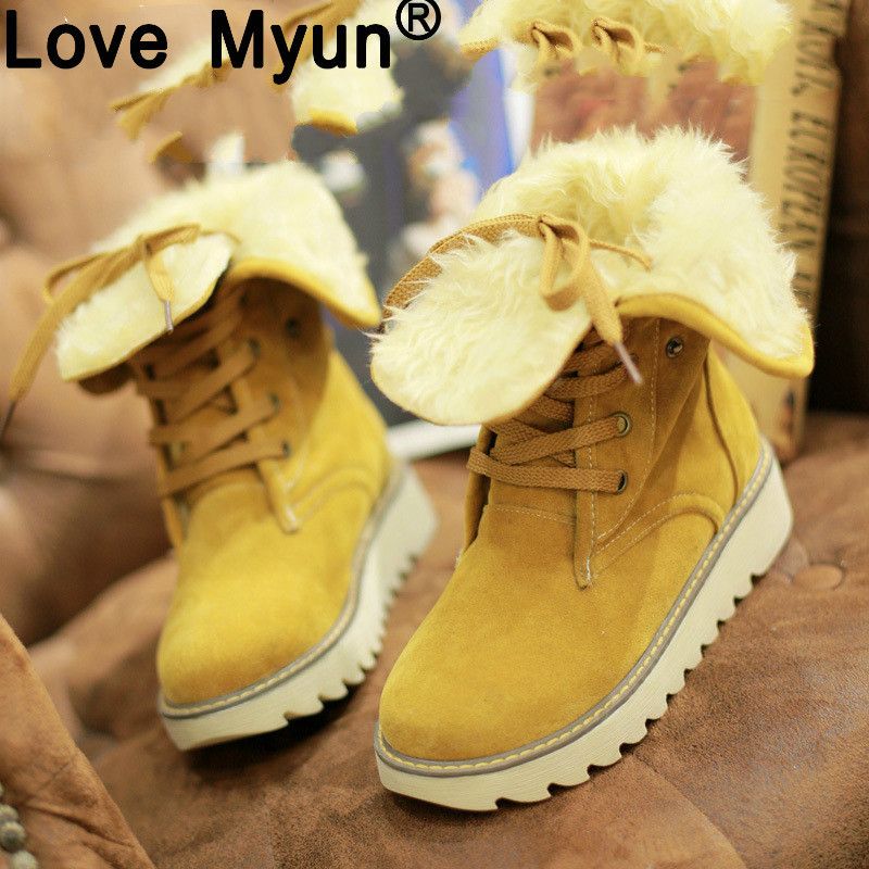 Botas Nieve Mujer de Piel Invierno Antideslizante Plataforma Zapatos  Calentar Botines Cordones Casuales Botas 35-42 EU Zapatos Zapatos y  complementos multisped.com.mk