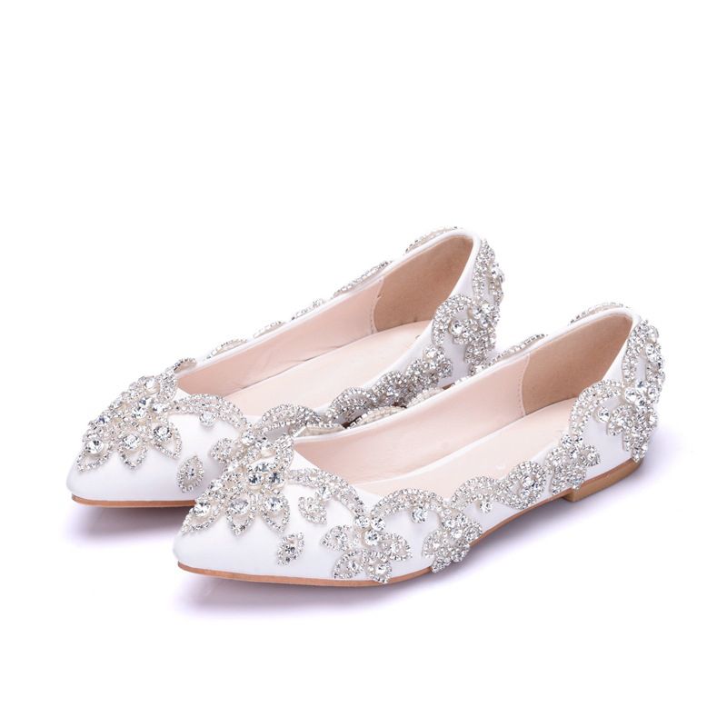 white and silver flats
