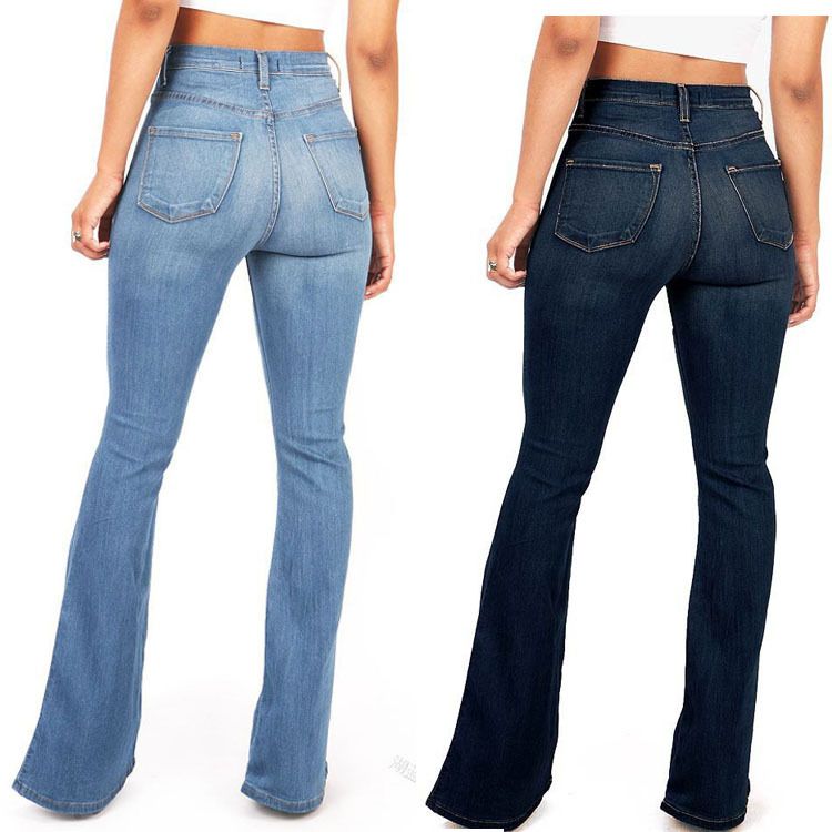 Compra Sólido De Color Denim Mujer Casual Jeans Cintura Alta Chicas Flacas  A Delgado Mujer Pantalones Elegantes Barato | Entrega Rápida Y Calidad |  Es.Dhgate