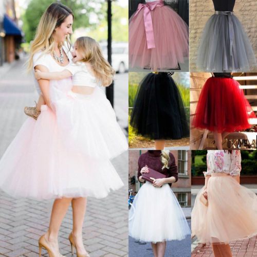 The0bd3 Women Girls Long Tulle Skirt Vintage Pleated Tutu