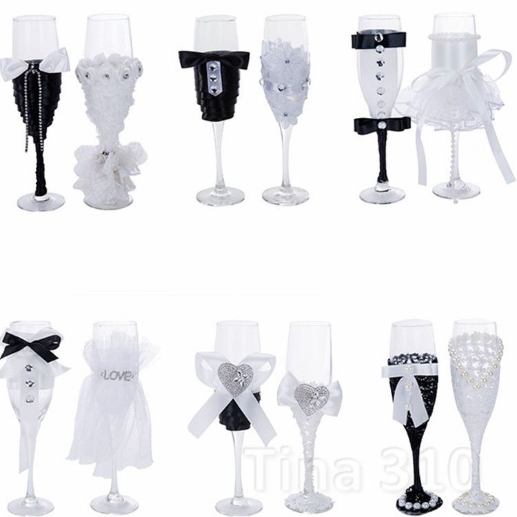 2019 Fashion Crystal Wine Glasses Wedding Toast Glass Bouquet