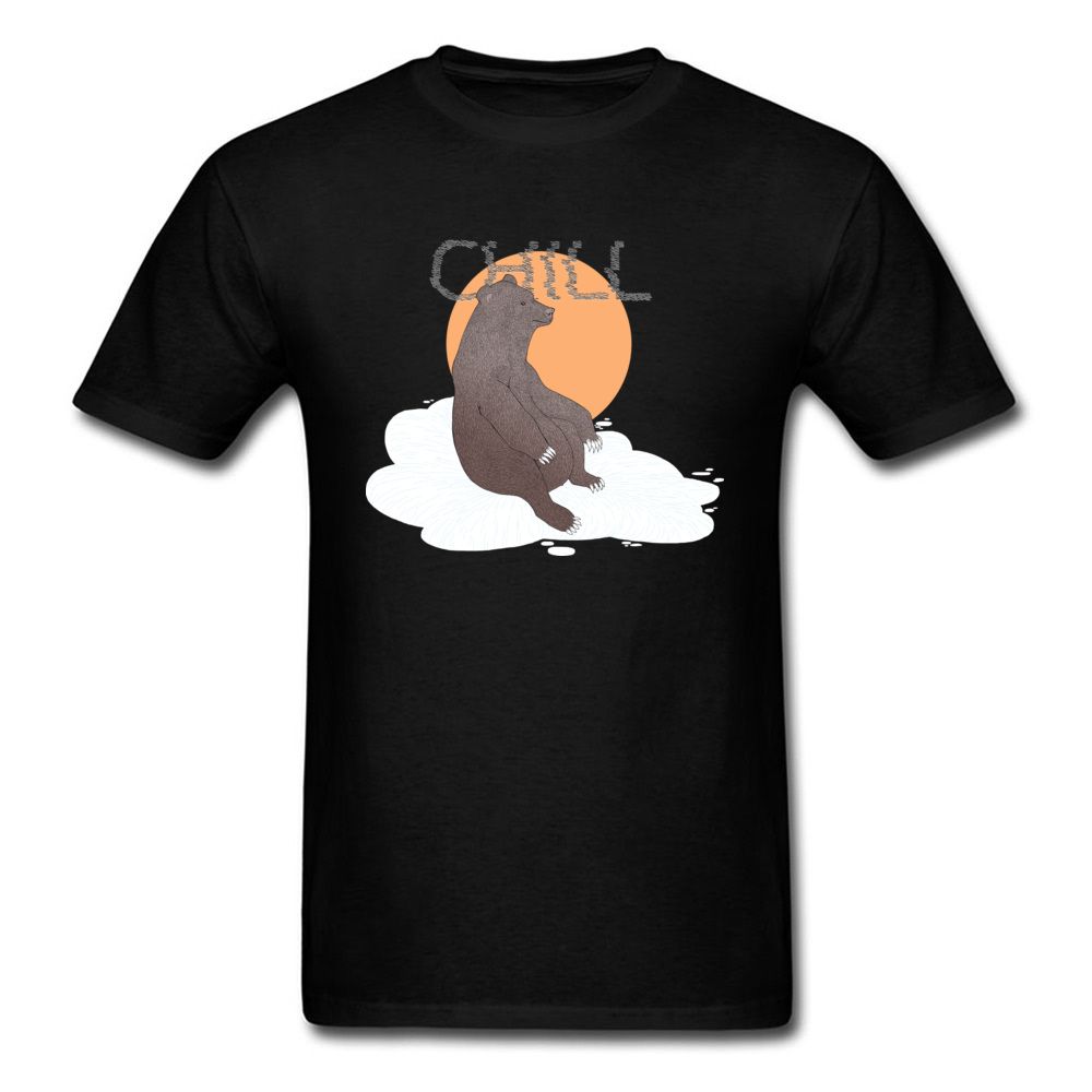 칠리 베어 T 셔츠 재미 있은 만화 Tshirt 남자 블랙 T 셔츠 여름 / 가을 탑스 티셔츠 세련된 100 % Cotton Clothes BF Gift