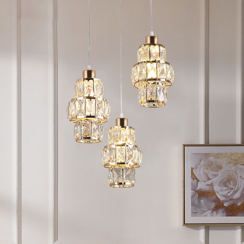 Nordic LED Pendant Lights Crystal Gold Hanging Lamp For Dining Table