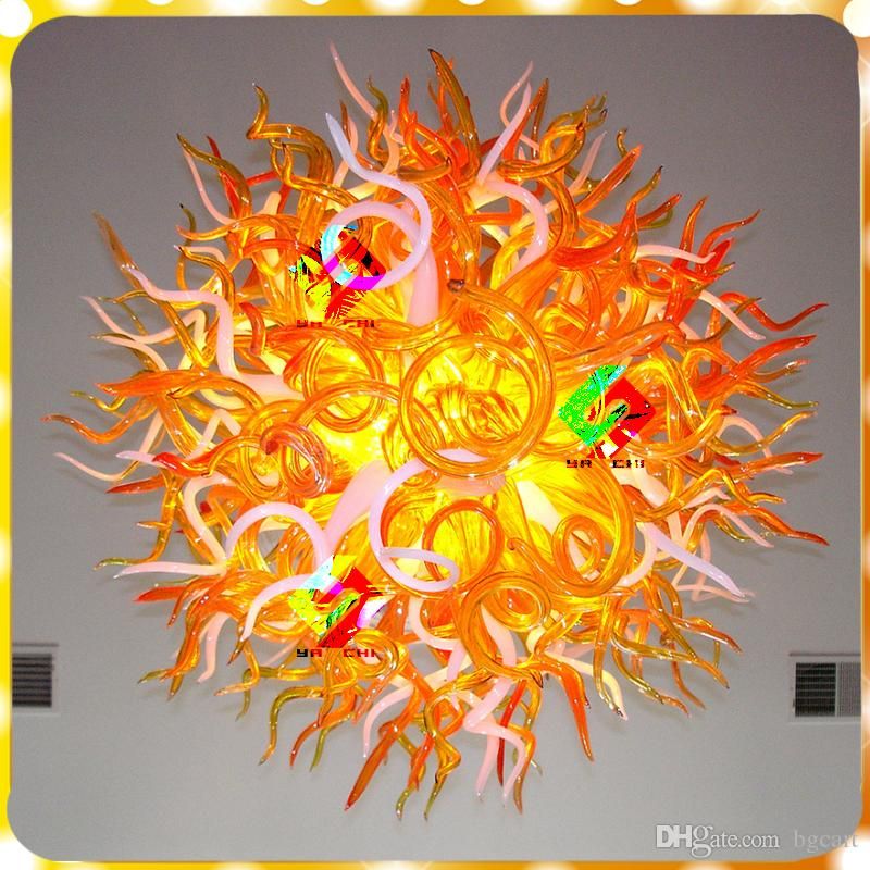 Large Modern Art Deco Hand Blown Glass Chandelier Light Chihuly Style Hanging LED Custom Made