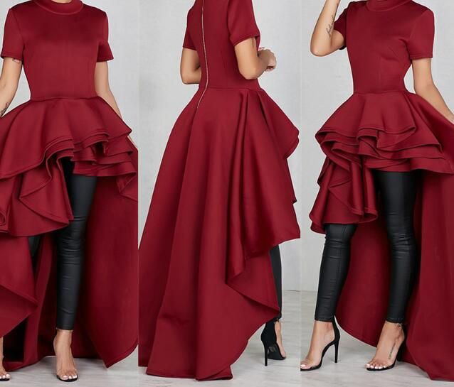 Women High Low Dress Layers Ruffled 