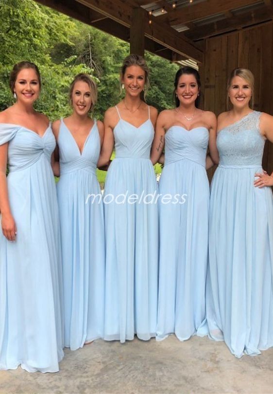 2019 Light Sky Blue Bridesmaid Dresses 