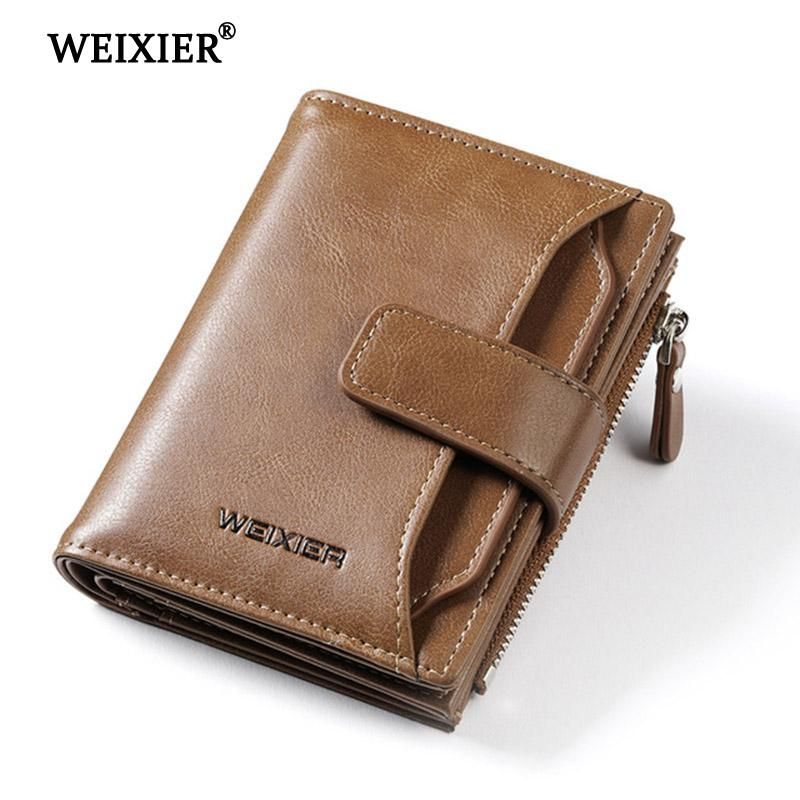 Cheap WEIXIER Men Wallets Leather Men Bags Clutch Bags Koffer Wallet Leather  Long Wallet With Coin Pocket Zipper Men Purse