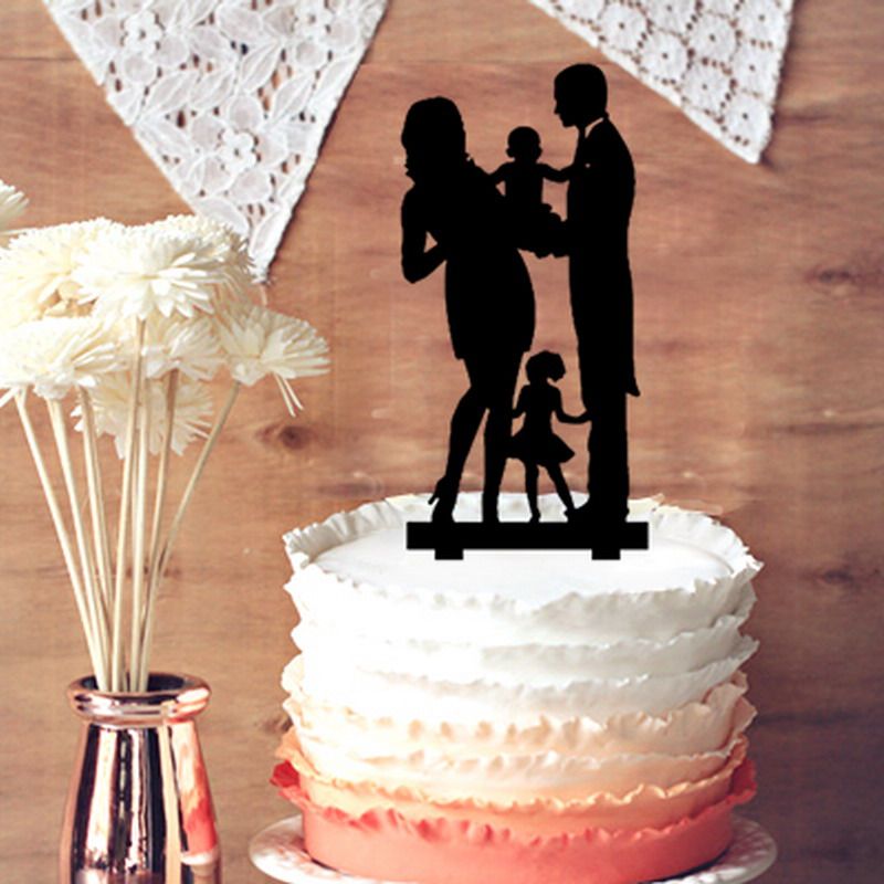 2020 Wedding Cake Topper Mom And Dad Hold Baby And Little Girl