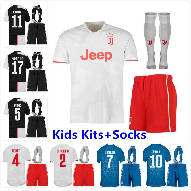 2019 Juventus Soccer Jersey Kids Kit Sets 2019 2020 Ronaldo 19 20 Dybala Ramsey Mandzukic Chiellini Boys Football Shirt Uniforms Juve Buffon From