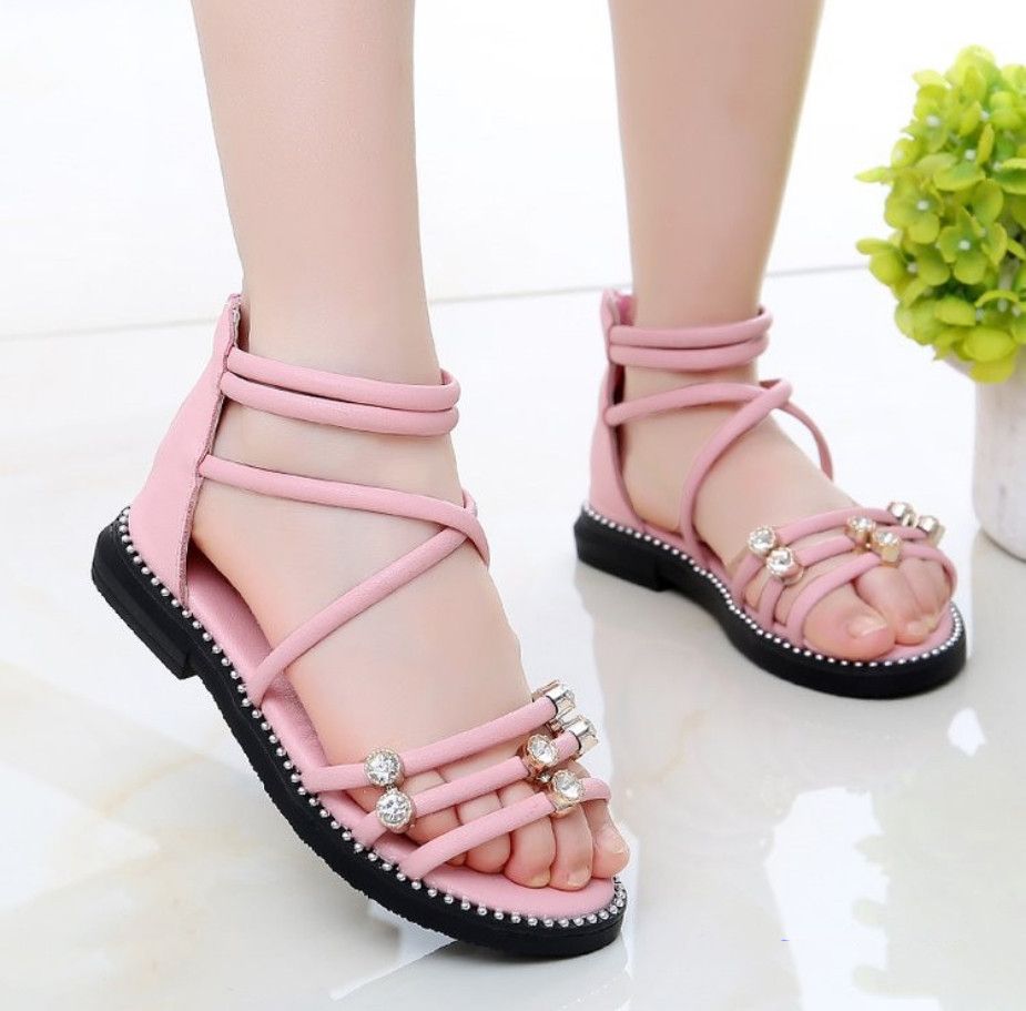 Sandalias para niñas 2019 verano nueva zapatos de verano versión coreana las sandalias romanas