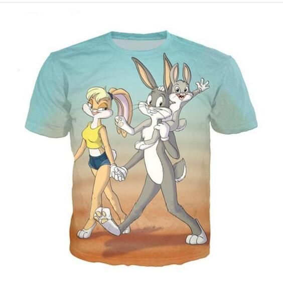 New Women Men Happy Bugs Bunny Print Casual 3D T-Shirt Short Sleeve Tops Tee