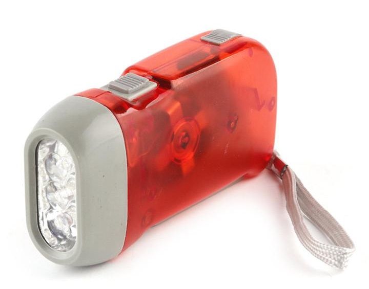 Novelty 3 LED Dynamo Wind Up Flashlight Hand-pressing Crank NR No Battery Torch