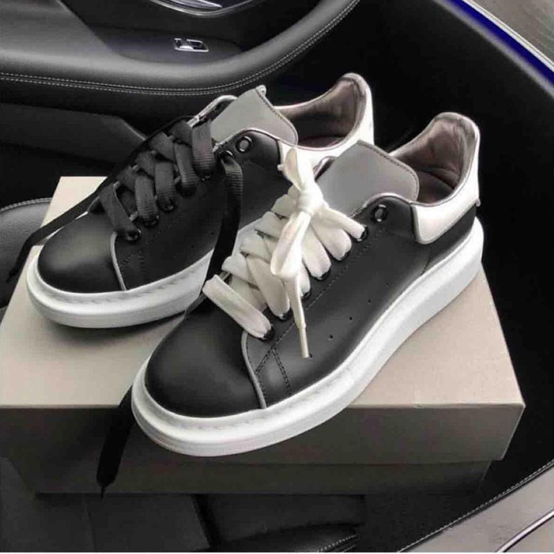 black leather platform trainers