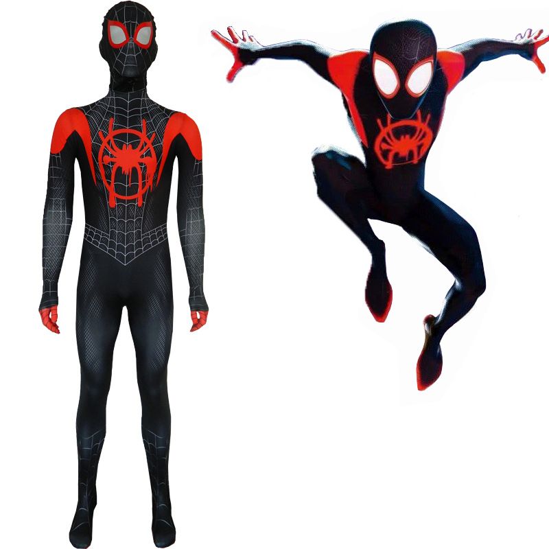 2021 Kid Adult Miles Morales Lnto The Spider Verse Costumes Custom 3D ...