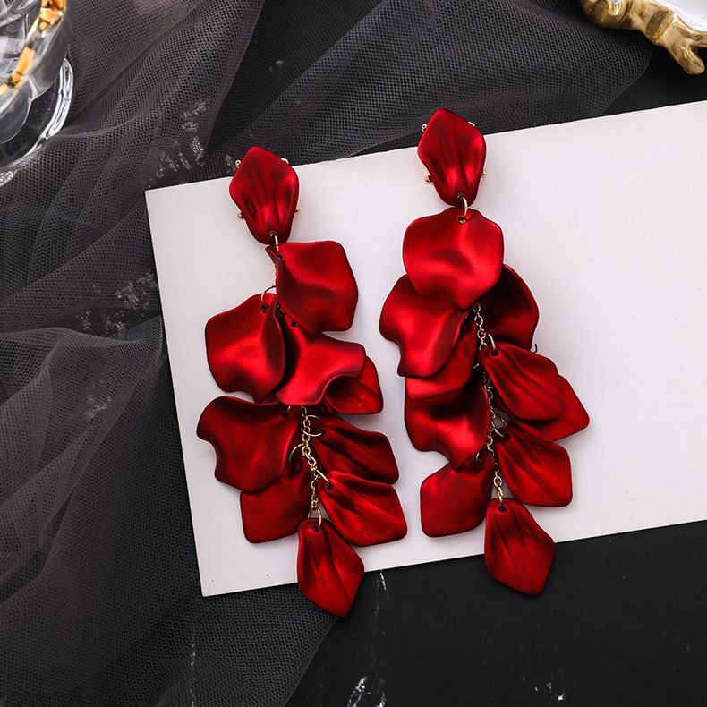 Pendientes Exagerados Sexys Pétalos De Rosa Rojos Pétalos De Pendientes Exagerados Sexys Pétalos De Rosa Rojos Pétalos De