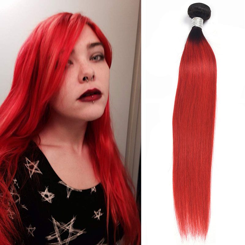 Peruvian Human Hair Straight 1b Red Virgin Hair 1b Red Ombre Hair