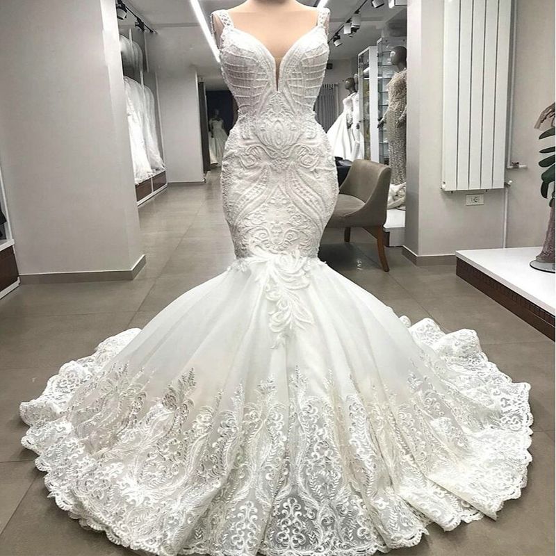 mermaid puffy wedding dress