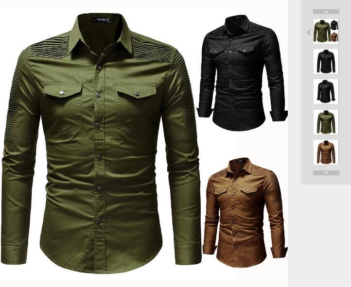 Compra Primavera 2019 Nuevo Comercio Exterior Hombro Doblado Camisa Vaquera  Moda Hombre Etiqueta De Manga Larga Etiqueta De Bolsillo Barato | Entrega  Rápida Y Calidad | Es.Dhgate