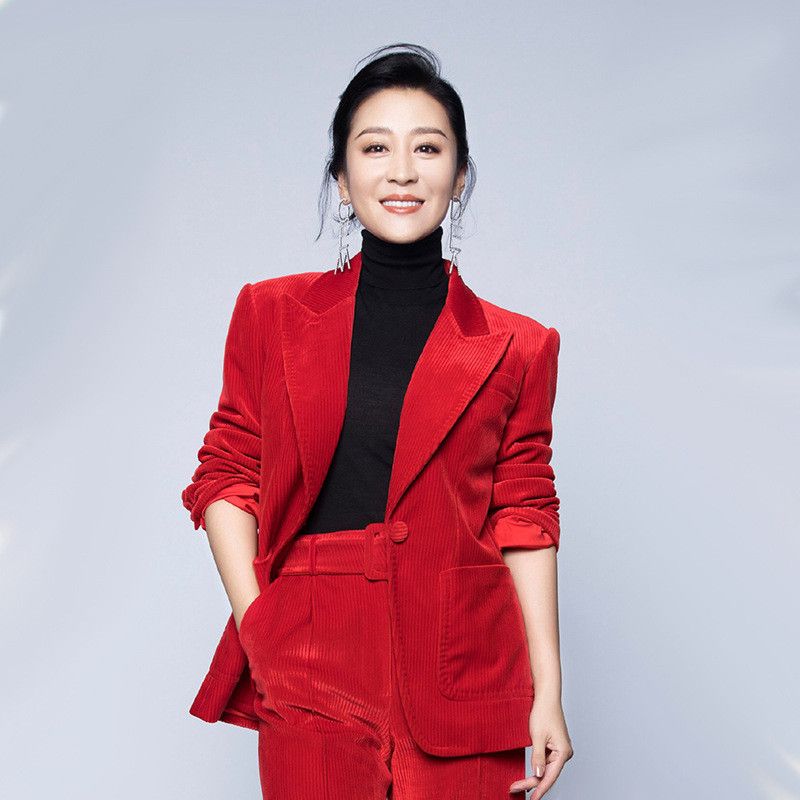 red trouser suit