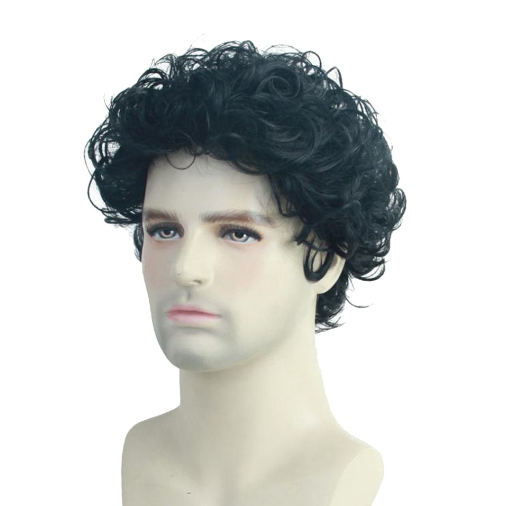 mens black curly wig