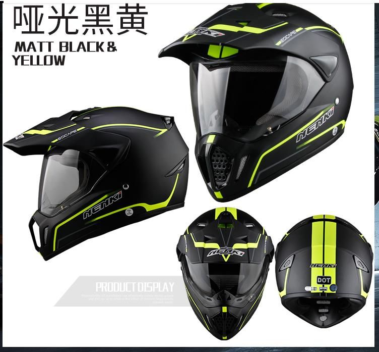 NENKI Negro casco de motocicleta de la motocicleta la cara llena del casco del