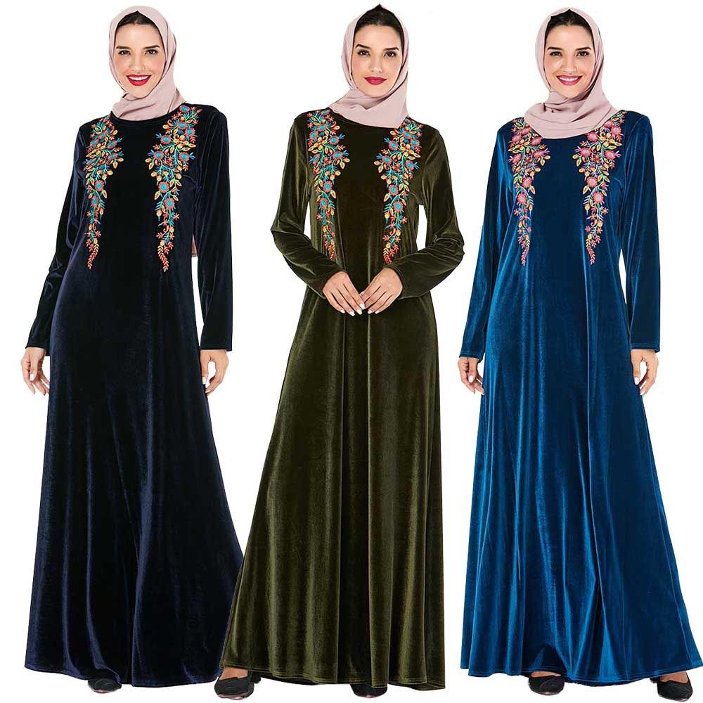 2020 Velvet Abaya Women Blue Green Robe Pakistan Dubai Turkey Turkish Bangladesh Islamic Clothes Embroidery Kaftan Hijab Muslim Dress From Myself1989 26 05 Dhgate Com
