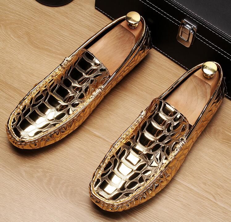 gold men loafers