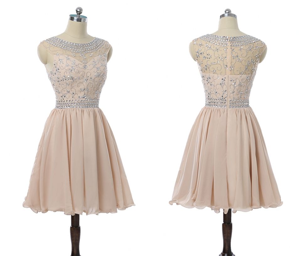 champagne homecoming dress short
