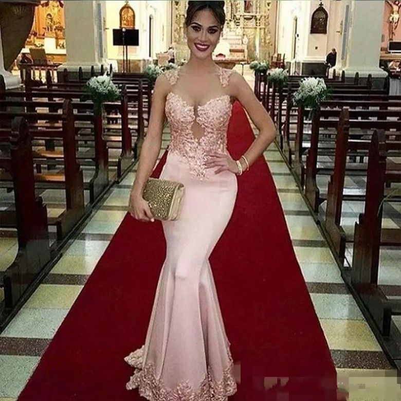 Vestido Para Madrinha Vestido De Festa 2019 Vestidos De Baile Lace Sereia Vestido De Noite Longo De Cetim Rosa Vestido De Baile Sexy Sheer O Pescoço Vestidos Apliques Partido Vestido De Festa