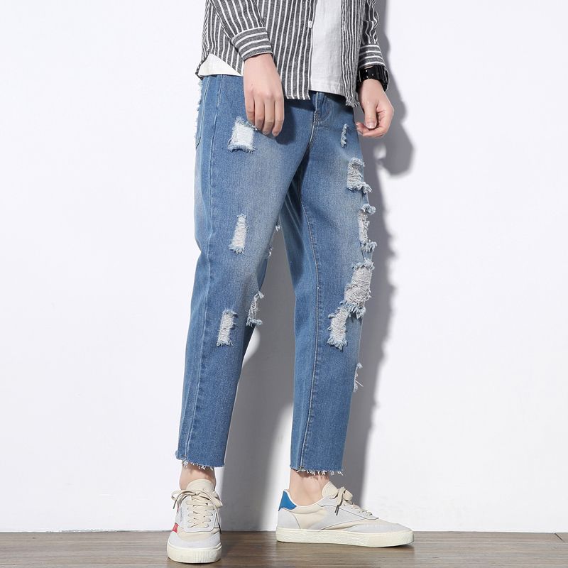 ripped ankle jeans mens