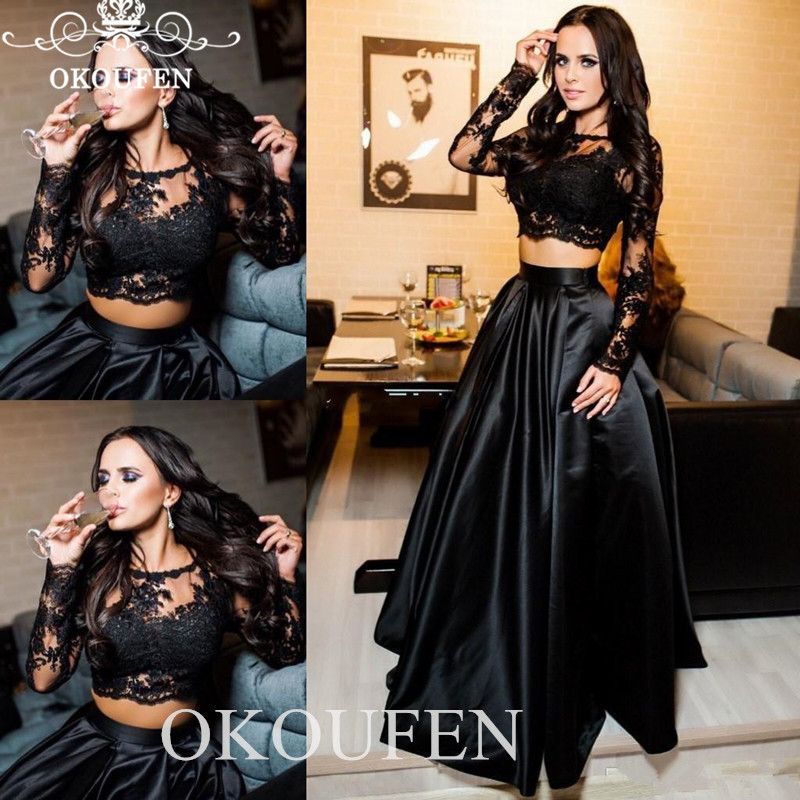 black evening crop top