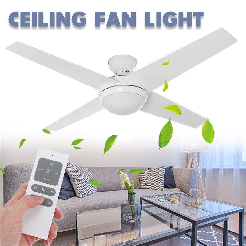 Modern 60w Ceiling Fans With Lights 4 Blade 52 Ceiling Fan Light Lamp W Curved Blades Remote Control For Bedroom Living Room Red Pendant Lights Metal