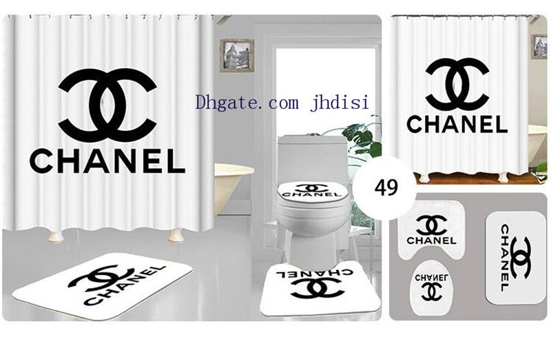 Simple White X Letter Print Curtain Non Slip Rug Sets New Style Bath Shade Toilet Cover 2020 Luxury Pattern Bathroom Decoration From China Dhgate Com Print Curtain Non Slip Rug Sets, Designer Shower Curtains Chanel