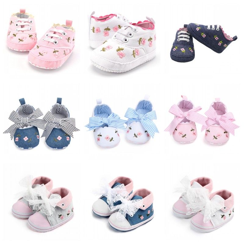 Baby Girl Shoes White Lace Floral Embroidered Soft Shoes Prewalker Toddler Kids